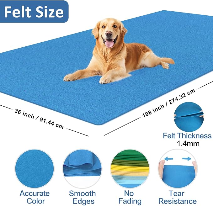 XSEINO Sky Blue Large Felt Fabric 108" X 36 ", 1.4 mm Thick Soft Felt Fabric - Image 2
