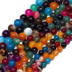 35pcs Round Loose Multicolored Agate Beads - Image 8
