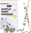 Thboxes 10 Pack Black Paint Markers, Dual-Tip Acrylic Paint Pen Fine Tip and by Thboxes