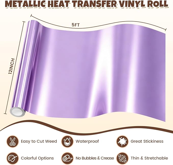 Purple Metallic Foil Iron On Vinyl Roll - Image 6
