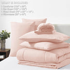 CozyLux Oversized King Comforter Sets Blush Pink, 7 Pieces Bed in a Bag - Image 6