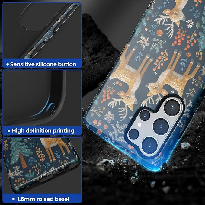 Case for Samsung Galaxy S25 Ultra Case, Cute Christmas Reindeer Design Hybrid - Image 4