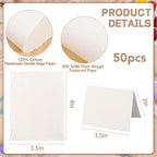 50 Sheets Watercolor Paper 3.5 x 2, 300 GSM Deckled Edge Paper Rough/Textured - Image 2