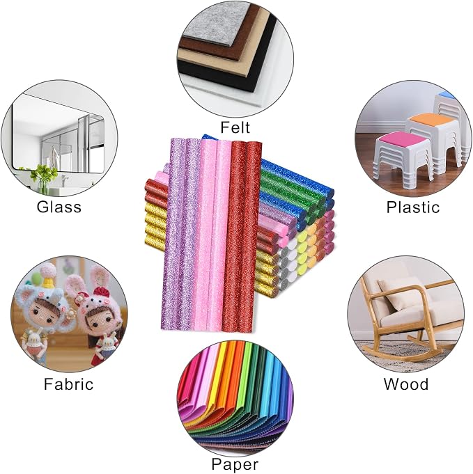 Manarty Glitter Color Hot Glue Stick, Adhesive EVA Glue Sticks Standard - Image 6