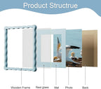 10x10 Picture Frame with Mat for 8x8, Wavy Edge Wooden Real Glass Photo Frame - Image 5