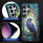 for Samsung Galaxy S25 Ultra Case, Crow Faux Stained Glass Pattern Glossy 2 in - Image 6