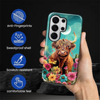 for Samsung Galaxy S26 Ultra Case, Highland Cow Flower Pattern Glossy 2 in 1 - Image 4