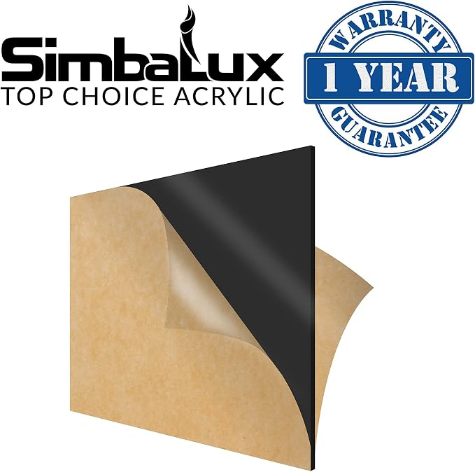 SimbaLux Acrylic Sheet Black Opaque Cast Plexiglass 12”x12” 1/4” Thick 6mm | - Image 7