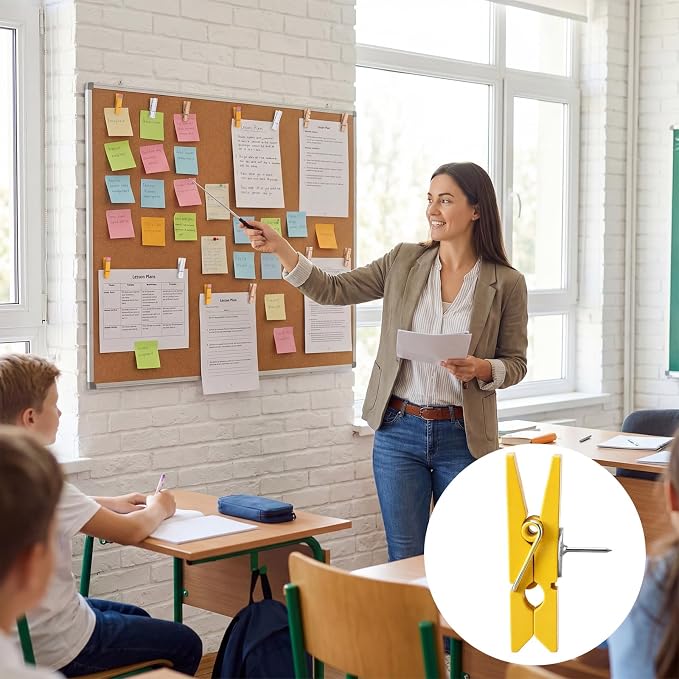 Tenceur 80 Pcs Wooden Clips Push Pins Thumbtacks Back to School Gift - Image 3