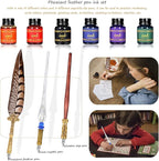 NC Quill Pen Ink Set, includes quill pen, wooden And glass dip pen, 6 bottles - Image 5