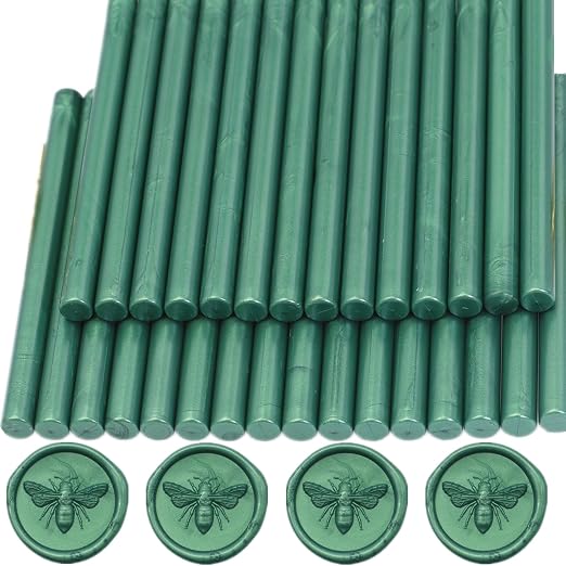Wax Seal Sticks Pine Green, Mini Sealing Wax Gun Sticks Wedding Invitations by ONWINPOR