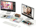 OPNICE Clear Acrylic Desk Organizers and Accessories, Dual Monitor Stand Riser by OPNICE