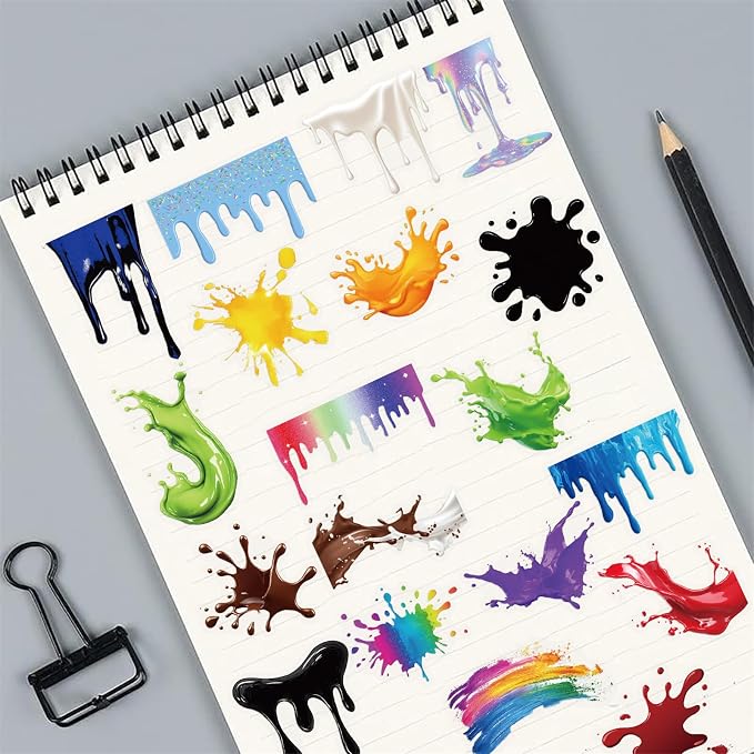 50 Pieces of Transparent Cartoon Dripping Paint Stickers, Suitable - Image 3