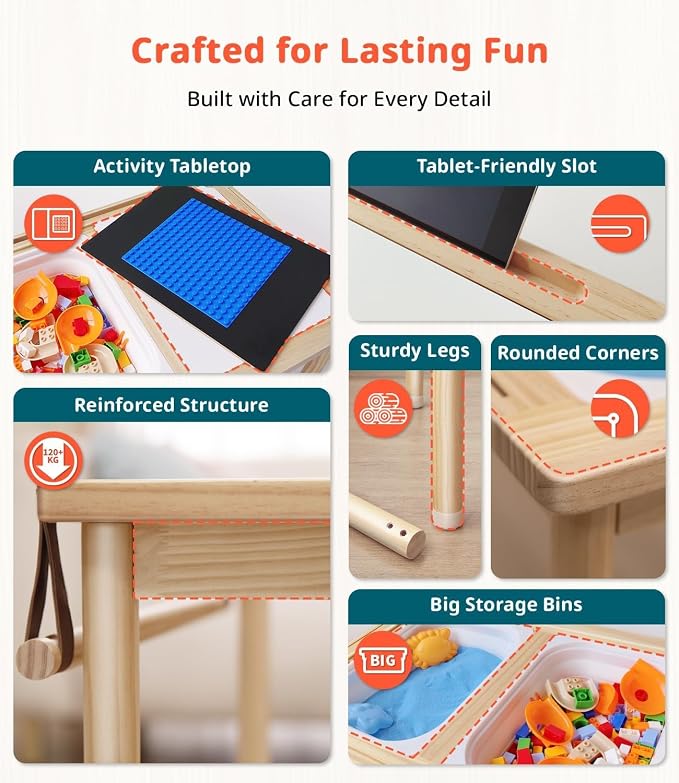 JOIN&JOY Sensory Tables for Toddler, Double-Sided Lids, Indoor/Outdoor Kids - Image 2