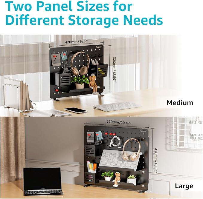 PEGZONE Clamp on Desk Pegboard, 16.5" x 12.6", - Image 5