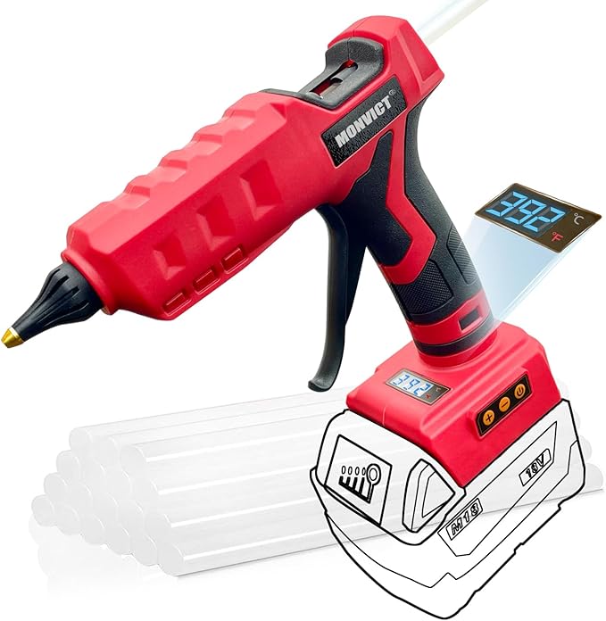 MONVICT 100W Cordless Glue Gun for Milwaukee 18V Battery, Upgraded Digital by MONVICT