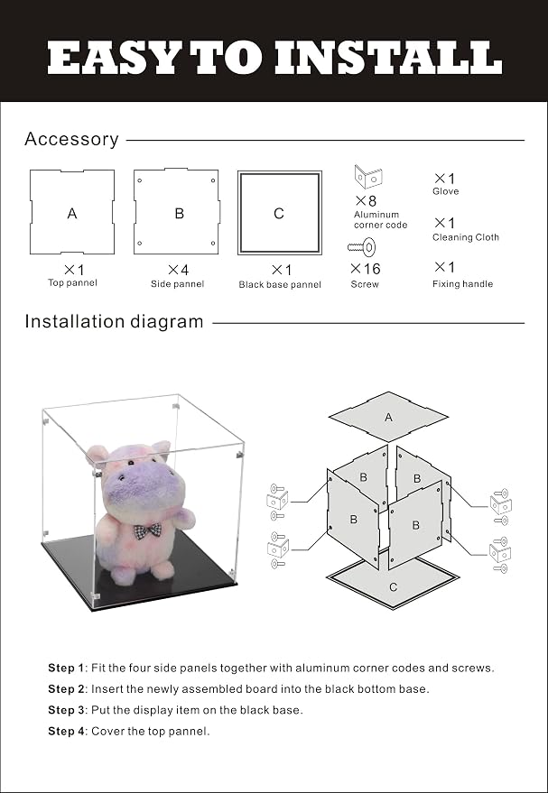 Self-Assembly Acrylic Clear Display Case, Sturdy Acrylic Display Box Cube - Image 6