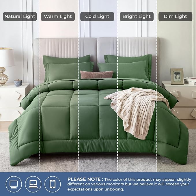 Sasttie Full Size Comforter Sets, 7 Pieces Bed in a Bag Full, Complete Bedding - Image 7