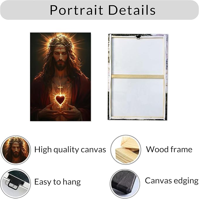 Framed Sacred Heart of Jesus Wall Art - Image 4