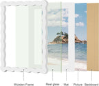 6x8 Picture Frame with Mat for 5x7, Wavy Edge Wooden Real Glass Photo Frame for - Image 5