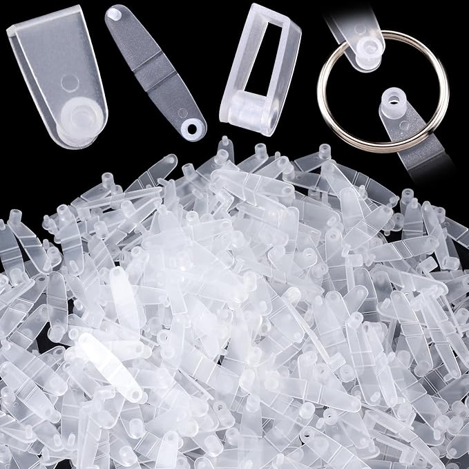 OIIKI 150Pcs Clear Acrylic Keychain Connector Snap Tabs, Plastic Keychain Clips by OIIKI