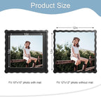 12x12 Picture Frame with Mat for 10x10, Wavy Edge Wooden Real Glass Photo Frame - Image 3
