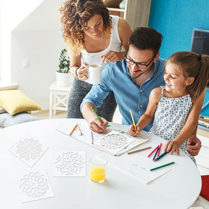 16 Pcs Mandala Stencils for Painting, 6x6 Inch Reusable Geometric Layering - Image 4