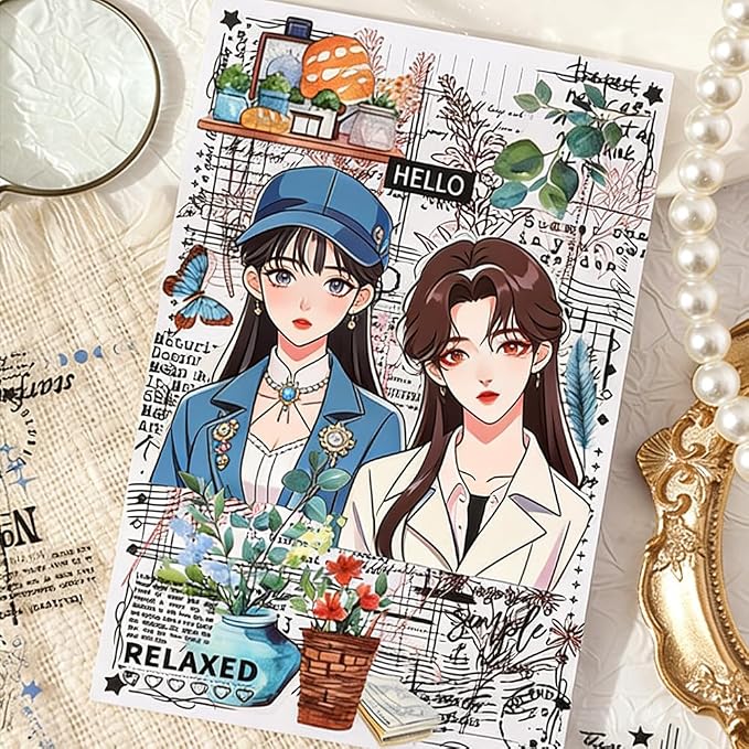 180PCS Vintage Transparent Border Landscape Scrapbooking Stickers - Image 3