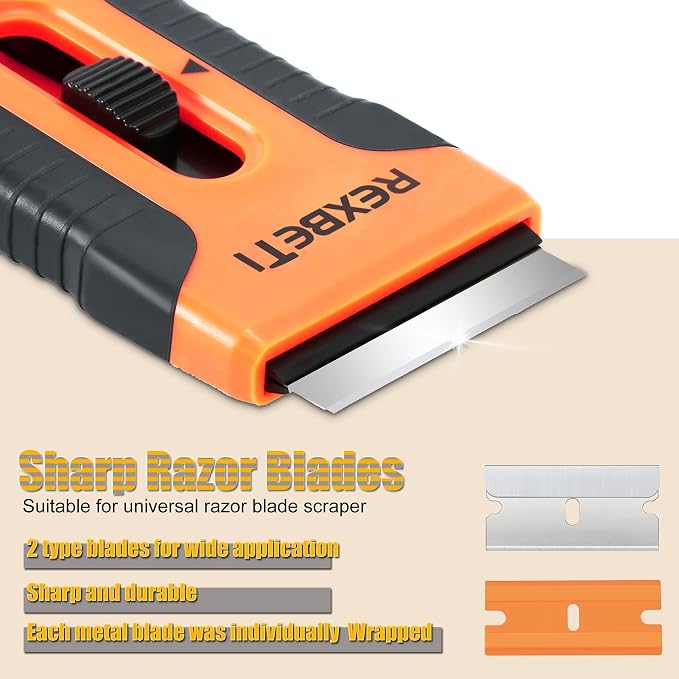 REXBETI Razor Blade Scraper Tool, 8 Pack Razor Scraper Set - Image 6