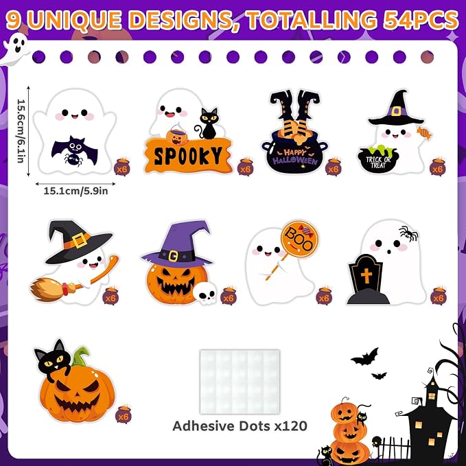 54Pcs Halloween Ghost Cutouts, Classroom Halloween Bulletin Board Decorations - Image 2
