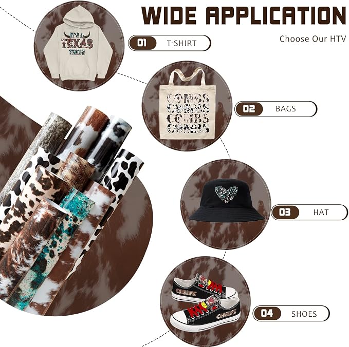 Tintnut Cowhide Heat Transfer Vinyl, 10 Sheets 12x10in Iron on Vinyl | Animal - Image 6