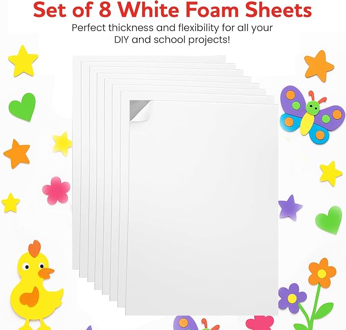Self-Adhesive EVA Foam Sheets for Crafts – 2mm Thickness 8 White Sheets - Image 3