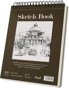 Fuxi 9" x 12" Sketch Book, Top Spiral Bound Sketch Pad, 100 Sheets 68lb/100gsm by SketchBook
