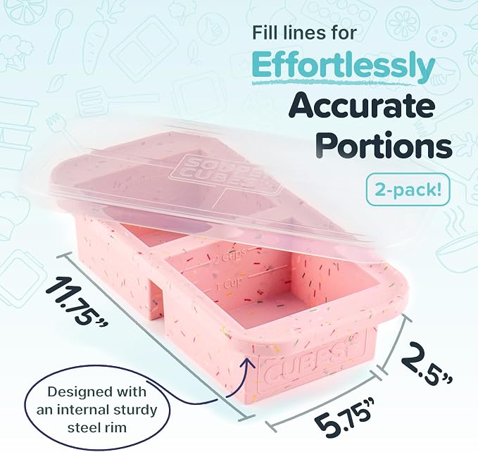 Souper Cubes 2 Cup Silicone Food Freezer Mold, Cotton Candy, Oven and Microwave - Image 2