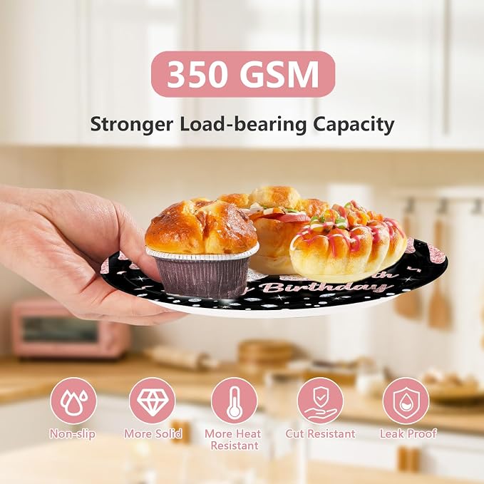 96 Pcs 45th Birthday Party Decorations Rose Gold and Black Happy 45th Birthday - Image 5