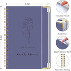 Undated Weekly Planner with Metal Corner Hardcover Notebook, A5 Size Journal - Image 2