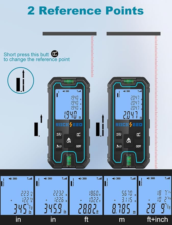 Laser Measuring Tool 165 Feet, RockSeed Portable Laser Measure, Digital - Image 4