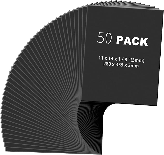 Frienda 50 Pack Black Foam Board Foam Poster Boards 11 x 14 Inch by Frienda