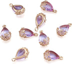 FASHEWELRY 50Pcs Faceted Transparent Glass Teardrop Pendants Crystal Glass - Image 6
