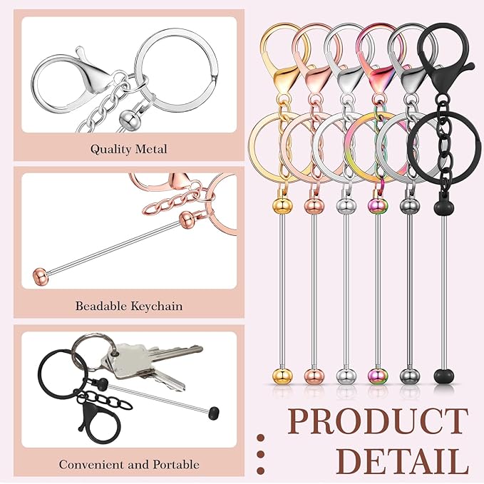 Tondiamo 24 Pcs Beadable Keychain Bars Bulk Beads - Image 4