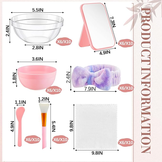 Teenyyou 6 Set Tie Dye Pink Spa Party Supplies - Image 2