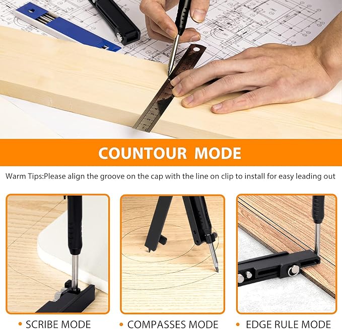 Saker Multi-function Scribing Tool- Construction Pencil- Aluminum Alloy Scribe - Image 5