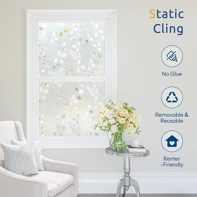 rabbitgoo Window Privacy Film, Frosted Glass Window Film, 23.6" x 157.4" | 3D - Image 8