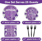 Qyeahkj 100 Pcs Purple Official Teen Birthday Decor 13th Birthday Plates - Image 2