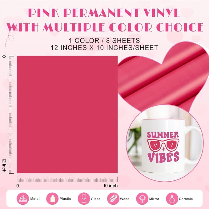 Tintnut Amaranth Permanent Vinyl 8 Sheets 12''x10'' Adhesive Vinyl | Solid - Image 2