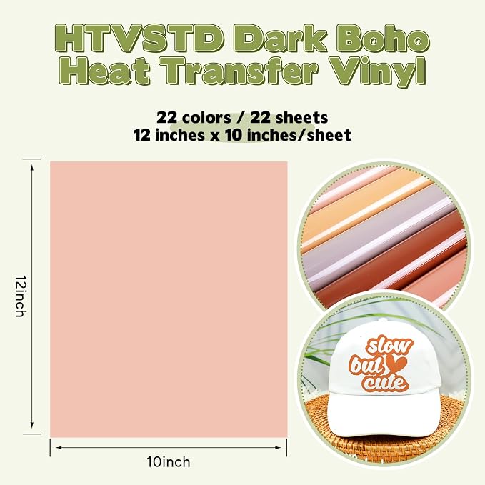 HTVSTD Boho HTV Heat Transfer Vinyl 22 Sheets 12×10in Iron on Vinyl | Dark Boho - Image 2