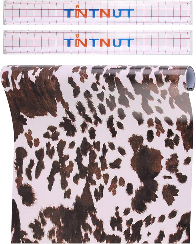 Tintnut Cow Print Permanent Vinyl Cowhide Adhesive Vinyl Roll 12in x 5ft | by Tintnut