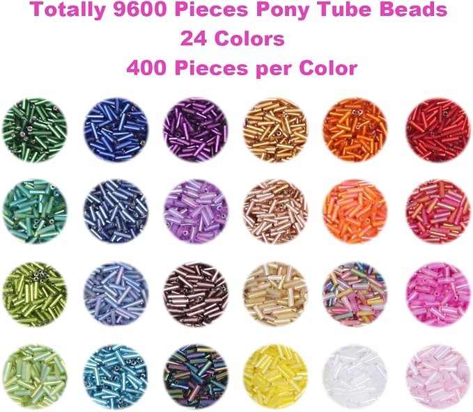 EuTengHao 9600pcs Tube Beads Kit Glass Bugle Seed Beads Small Craft Beads - Image 2