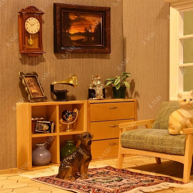iLAND Miniature Dollhouse Accessories on 1:12 Scale, Grandfather Wall Clock and - Image 4