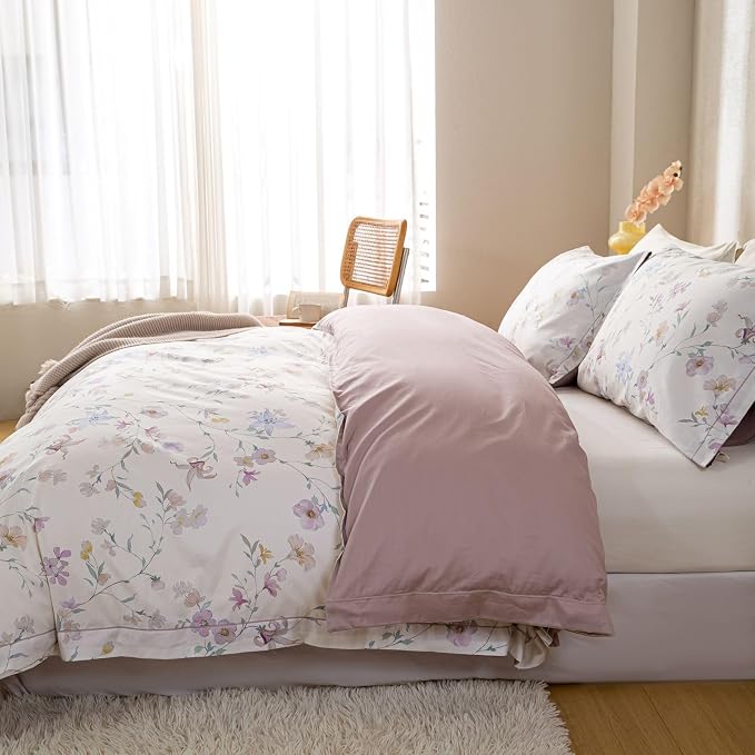 OAITE Duvet Cover Set Twin Size Floral Pattern Ultra Soft 100% Cotton Duvet - Image 5